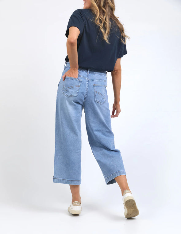 ELM 'Sidney Cropped Wide Leg Jean' - Light Blue Wash