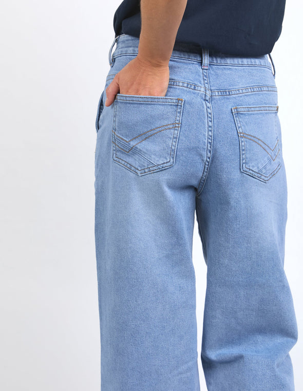 ELM 'Sidney Cropped Wide Leg Jean' - Light Blue Wash