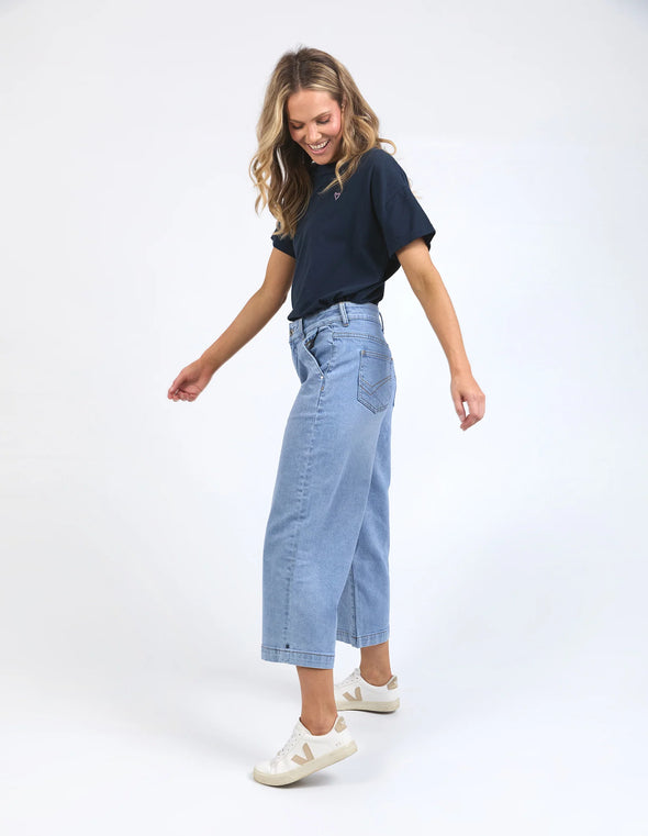 ELM 'Sidney Cropped Wide Leg Jean' - Light Blue Wash