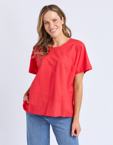 ELM 'Curtis Woven Tee' - Cayenne Red