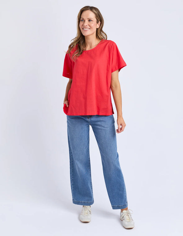 ELM 'Curtis Woven Tee' - Cayenne Red