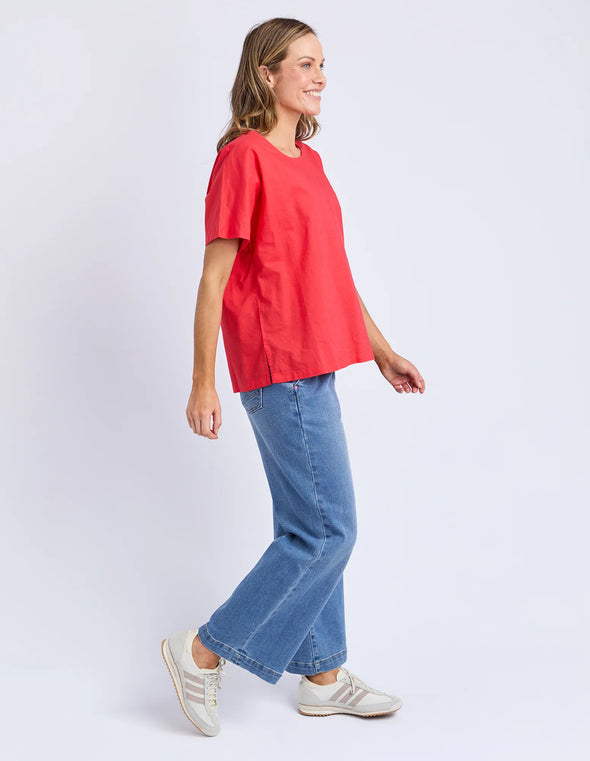 ELM 'Curtis Woven Tee' - Cayenne Red