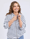 ELM 'Beach Hoodie' - White/Navy Stripe