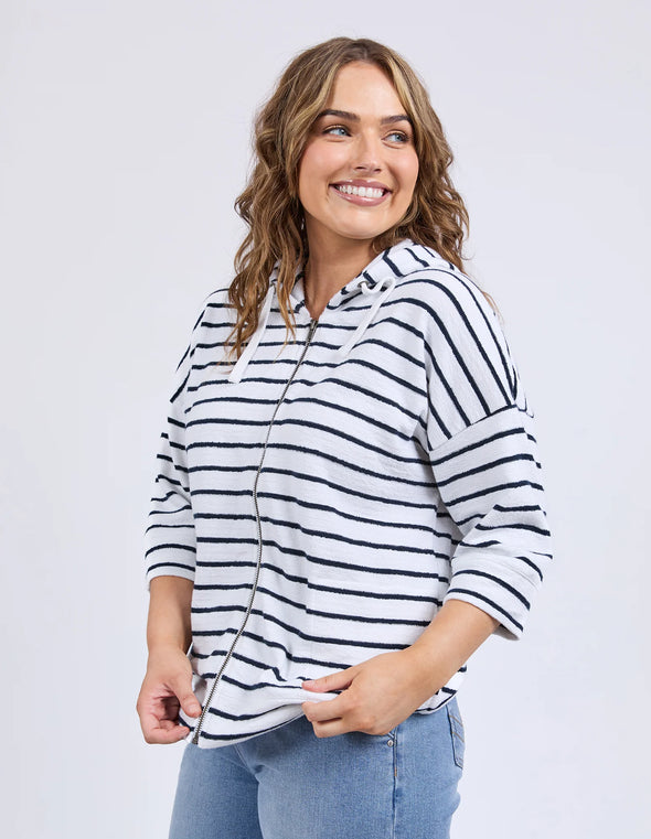 ELM 'Beach Hoodie' - White/Navy Stripe