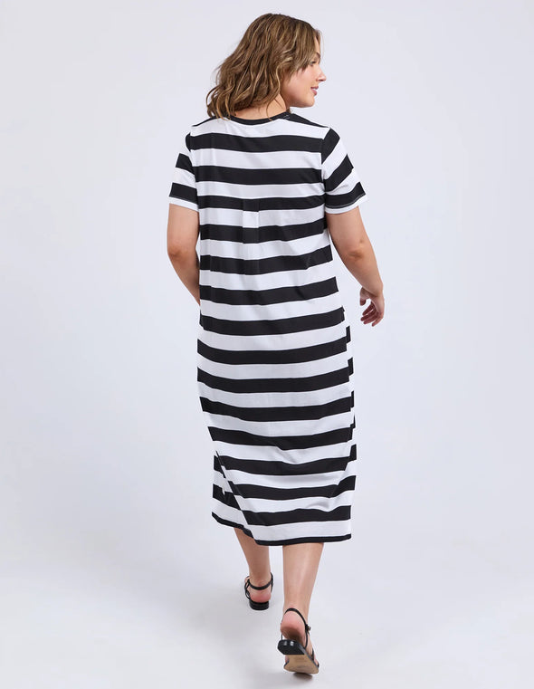 ELM 'Adira Dress' - Black/White Stripe