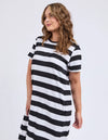 ELM 'Adira Dress' - Black/White Stripe