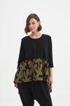 Tirelli 'Ava Print Top' - Black/Moss
