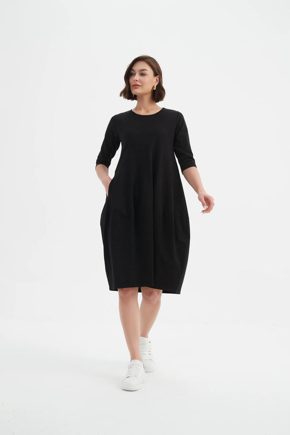 Tirelli 'Diagonal Seam Dress' - Black