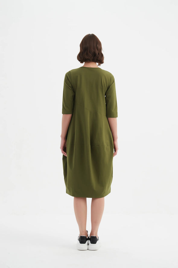 Tirelli 'Diagonal Seam Dress' - Khaki