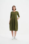 Tirelli 'Diagonal Seam Dress' - Khaki