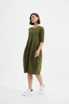Tirelli 'Diagonal Seam Dress' - Khaki
