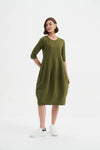 Tirelli 'Diagonal Seam Dress' - Khaki