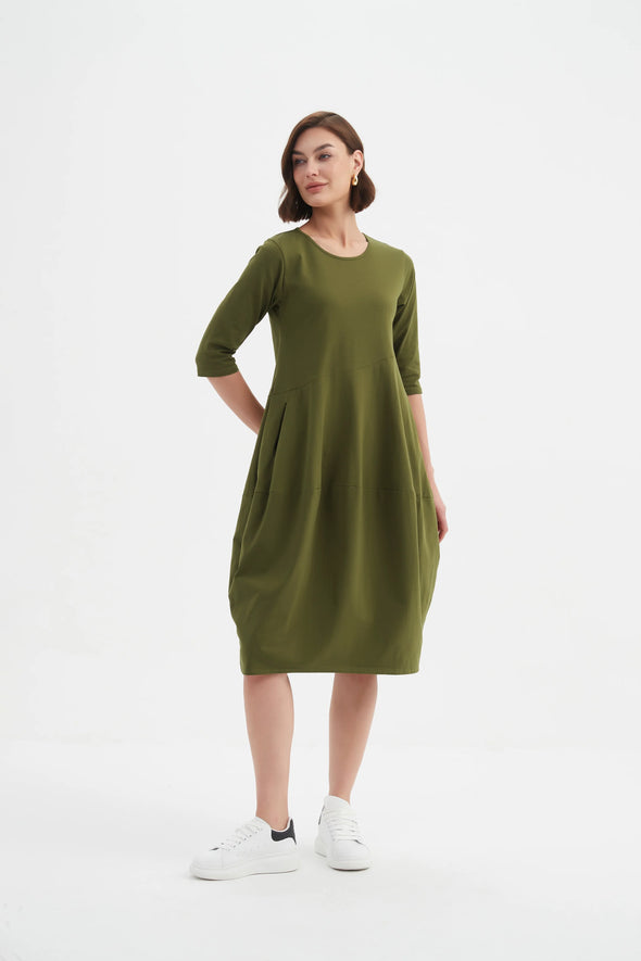 Tirelli 'Diagonal Seam Dress' - Khaki
