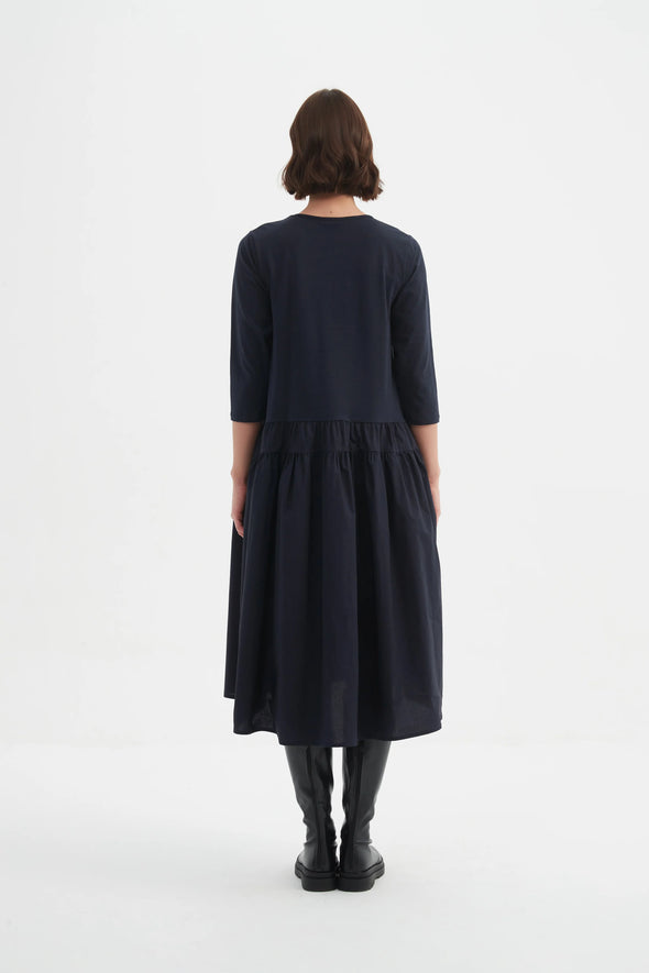 Tirelli 'Drop Waist Combi Dress' - Navy