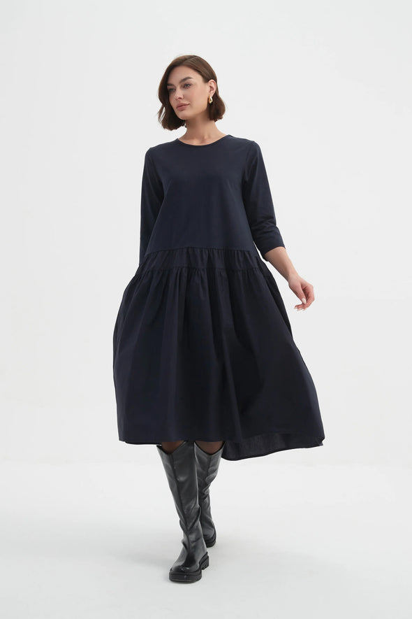 Tirelli 'Drop Waist Combi Dress' - Navy