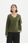 Tirelli 'Contrast Trim Sweater' - Seaweed/Citron