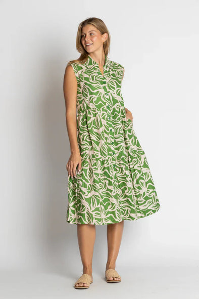 Ibisa 'Rochester Midi Dress' - Forest