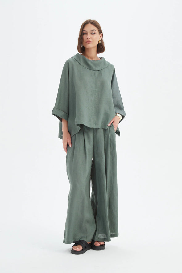 Tirelli '24A3523 Top Funnel Neck' - Petrol