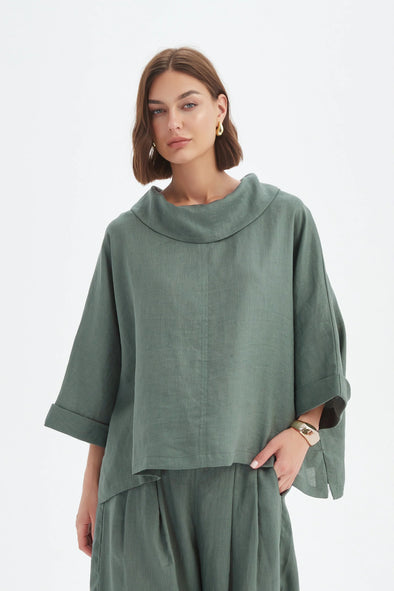 Tirelli '24A3523 Top Funnel Neck' - Petrol