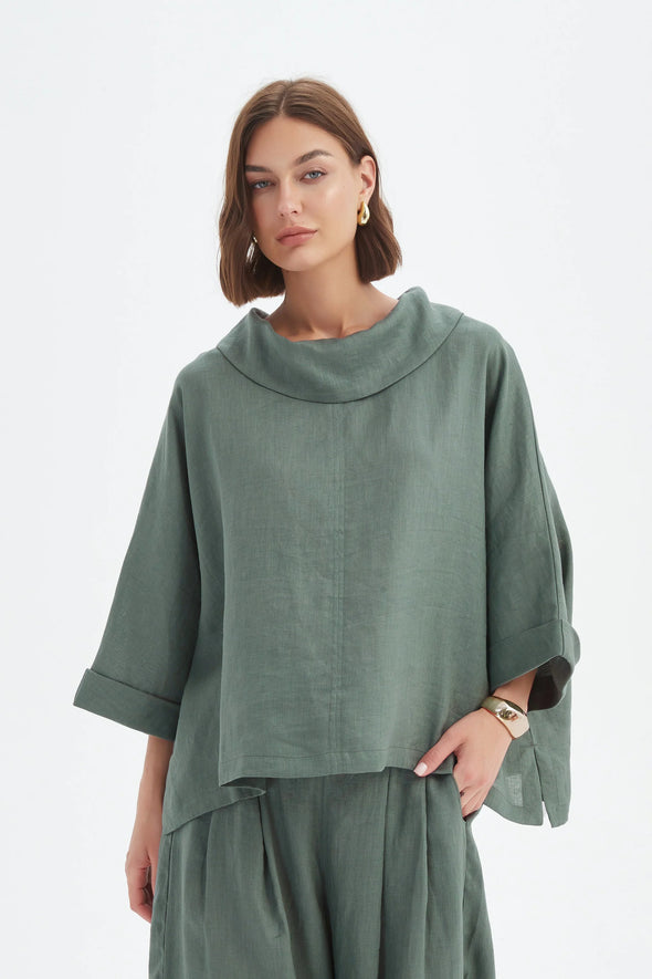 Tirelli '24A3523 Top Funnel Neck' - Petrol