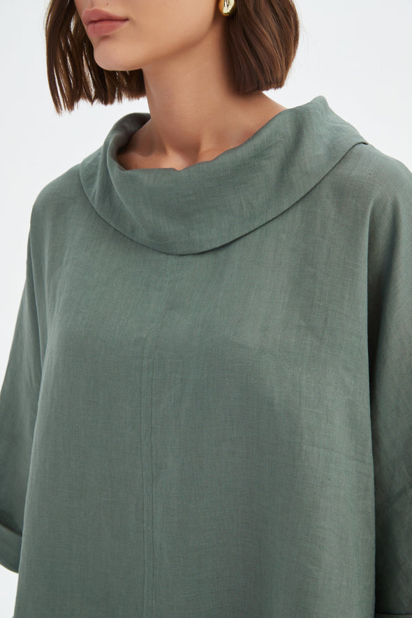 Tirelli '24A3523 Top Funnel Neck' - Petrol
