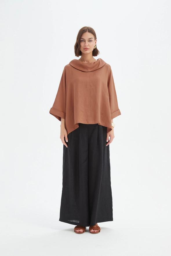 Tirelli '24A3523 Top Funnel Neck' - Cedar