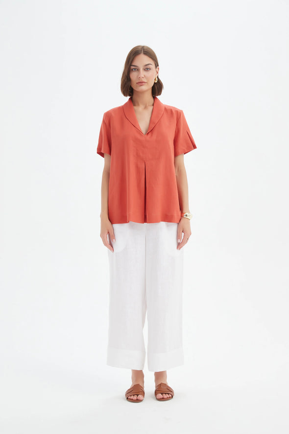 Tirelli '25A3711 Top Shawl Collar' - Rust