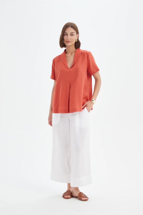 Tirelli '25A3711 Top Shawl Collar' - Rust