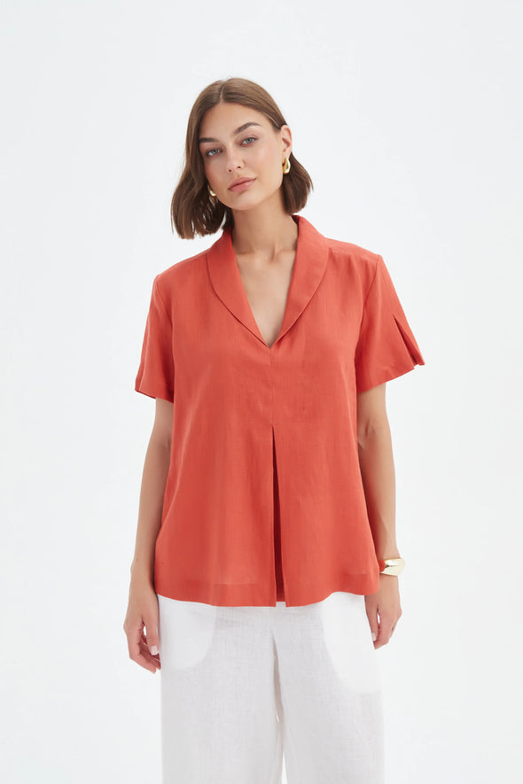 Tirelli '25A3711 Top Shawl Collar' - Rust