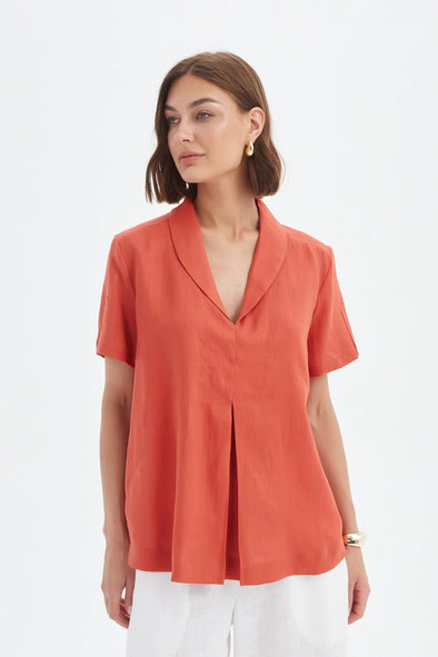 Tirelli '25A3711 Top Shawl Collar' - Rust