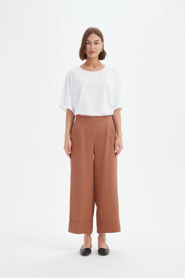 Tirelli '24P3526 Wide Leg Linen Pant' - Cedar
