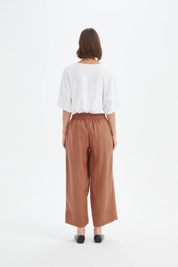 Tirelli '24P3526 Wide Leg Linen Pant' - Cedar