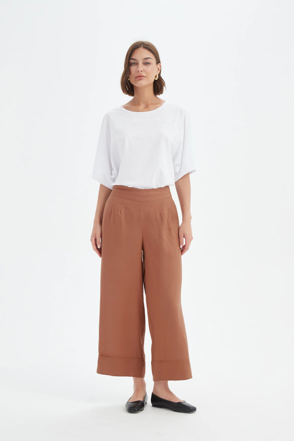 Tirelli '24P3526 Wide Leg Linen Pant' - Cedar
