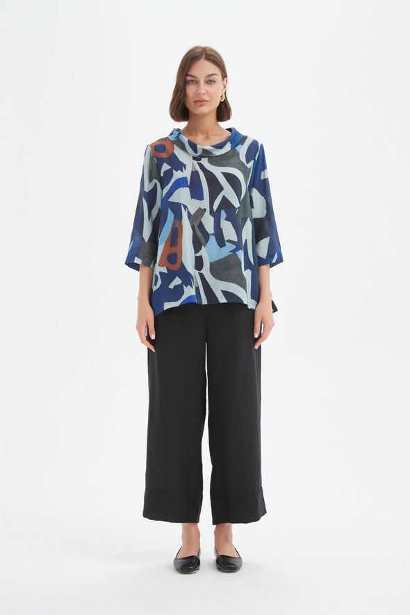 Tirelli '25A3750 Top'  - Blue Abstract Print