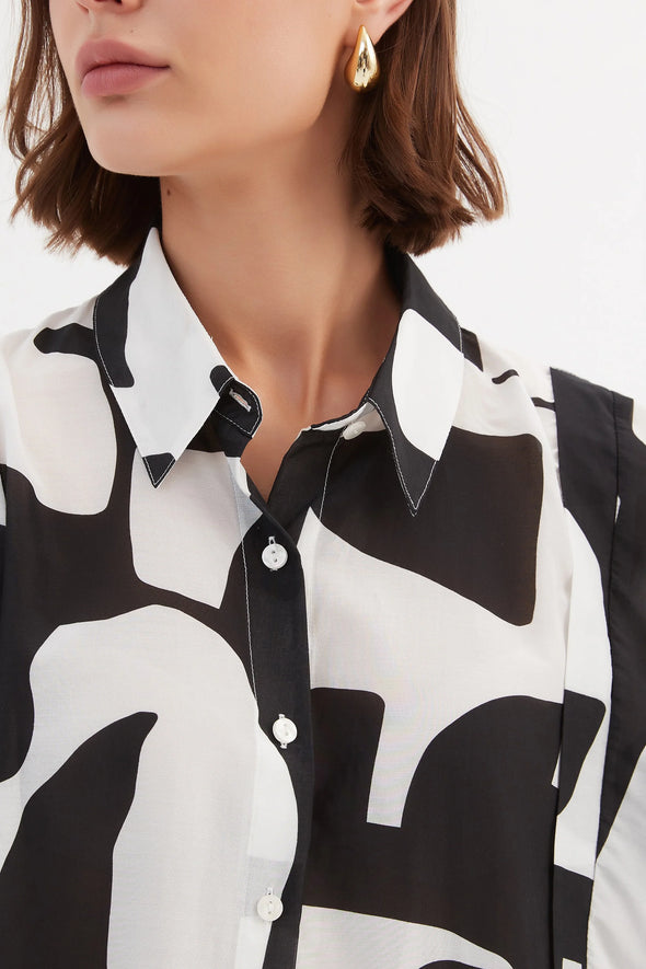 Tirelli '24s3502 shirt' ' - Black Abstract Print