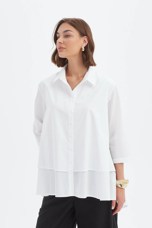 Tirelli '25S3738 Shirt Tiered Front' - White
