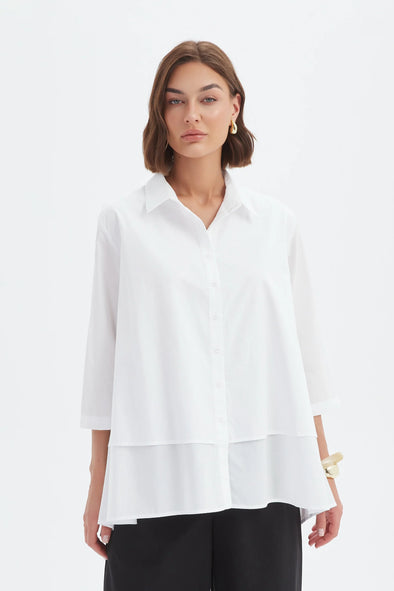 Tirelli '25S3738 Shirt Tiered Front' - White