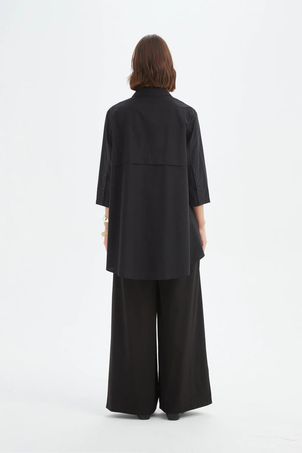 Tirelli '25S3738 Shirt Tiered Front' - Black