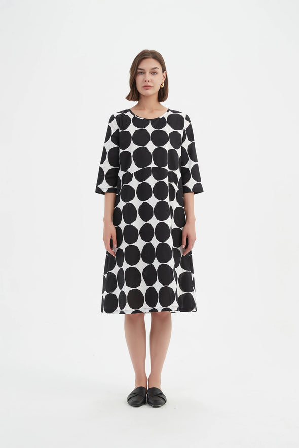 Tirelli '24D3522 Dress' - Black White Spot