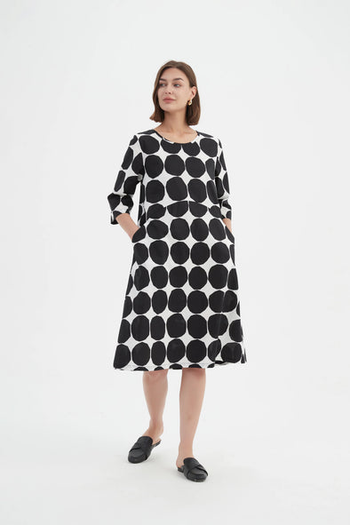 Tirelli '24D3522 Dress' - Black White Spot
