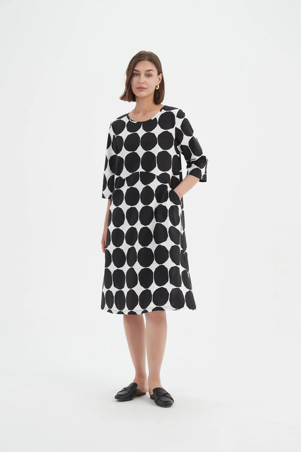Tirelli '24D3522 Dress' - Black White Spot