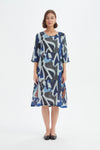 Tirelli '25D3753 Dress' - Blue Abstract Print