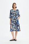 Tirelli '25D3753 Dress' - Blue Abstract Print