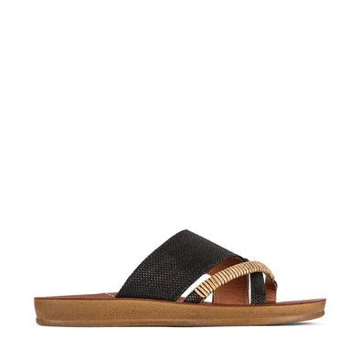 Los Cabos 'Bride Flat Slide' - Black Rafia