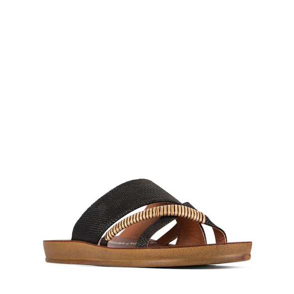 Los Cabos 'Bride Flat Slide' - Black Rafia