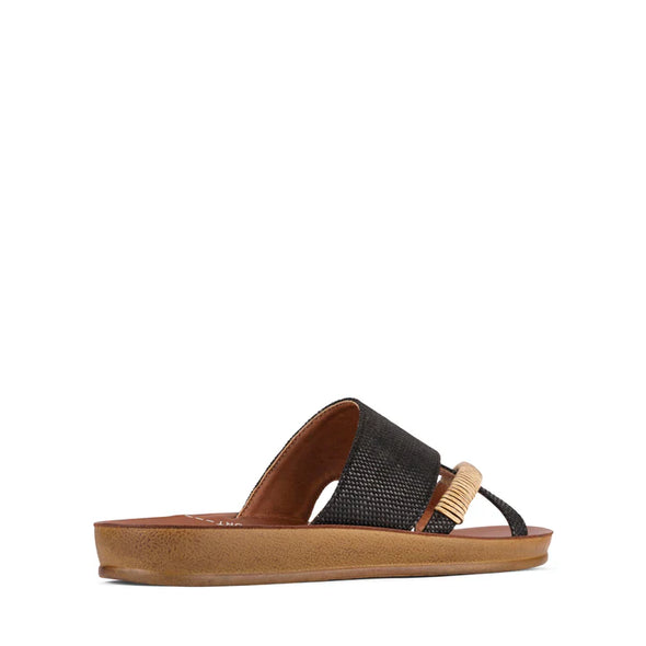 Los Cabos 'Bride Flat Slide' - Black Rafia