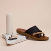 Los Cabos 'Bride Flat Slide' - Black Rafia