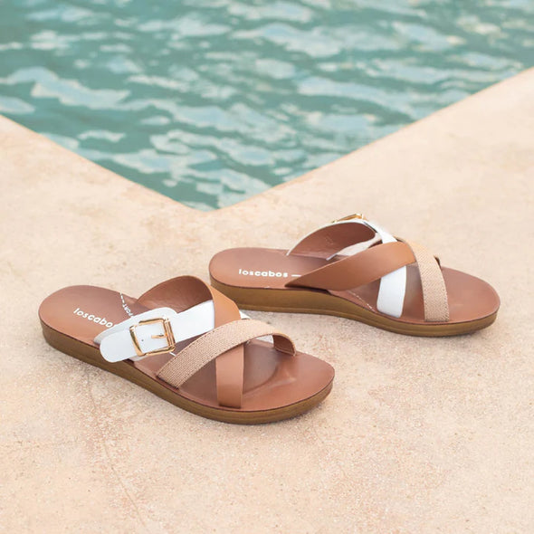 Los Cabos 'Brik Flat Slide' - White Brandy Rafia