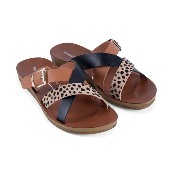 Los Cabos 'Brik Flat Slide' - Black Brandy Cheetah