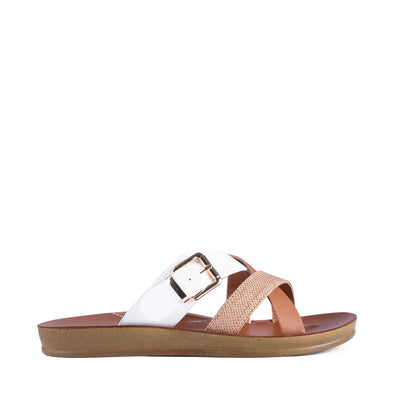 Los Cabos 'Brik Flat Slide' - White Brandy Rafia